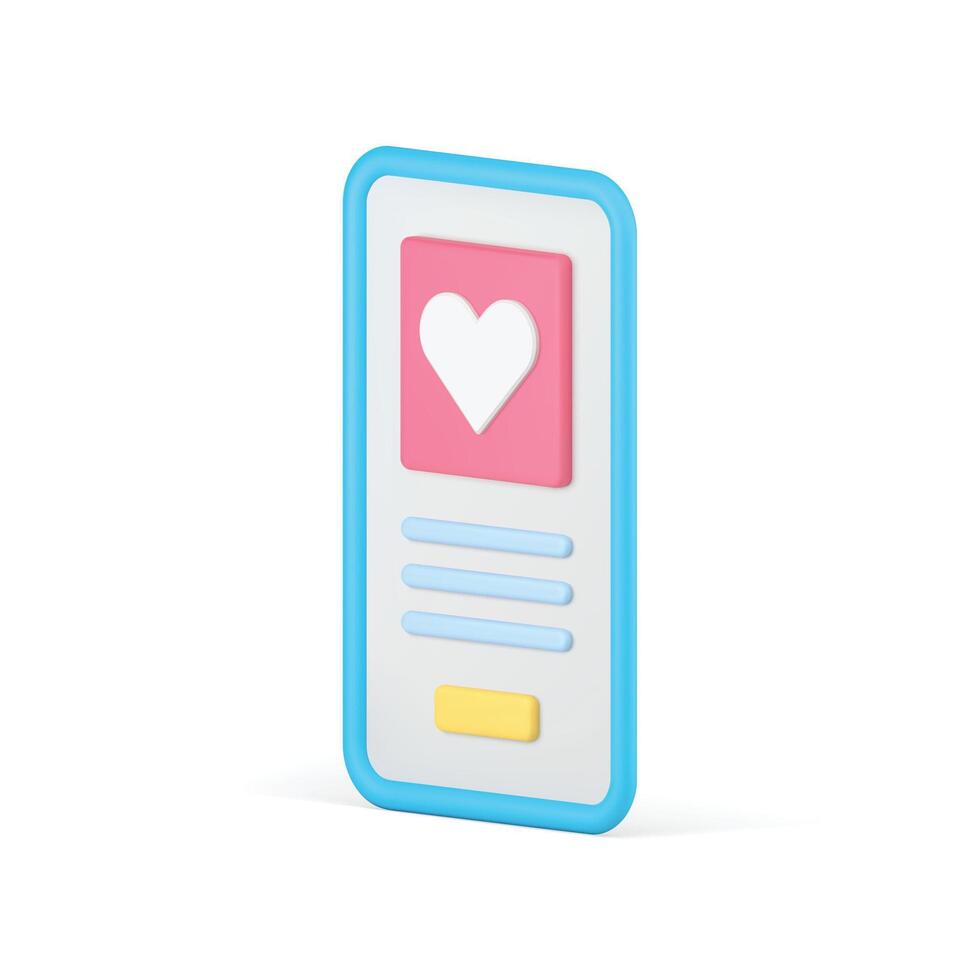 Mobile dating app remotely meetup romantic communication service isometric 3d icon realistic vector