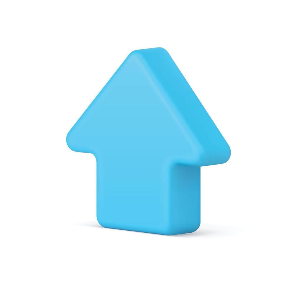 Up arrow upload upward blue isometric navigational pointer 3d icon realistic illustration vector