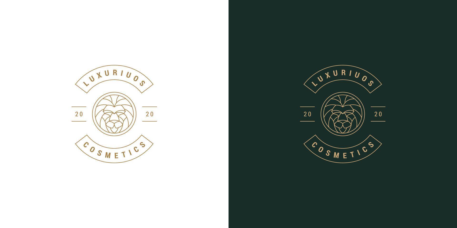 Lion head line symbol logo emblem design template illustration simple minimal linear style vector