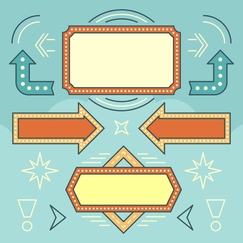 Retro American 1950s Sign Design Elements Set. vector