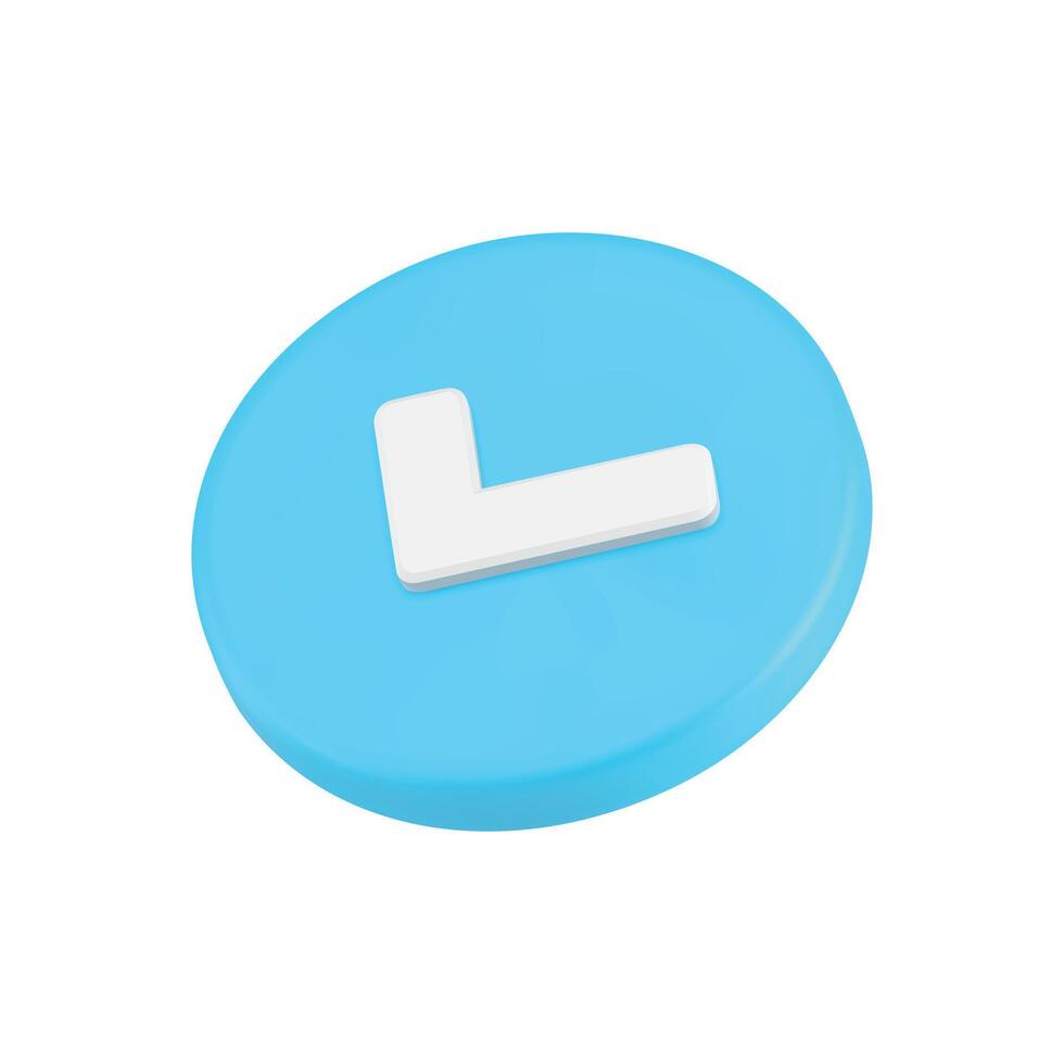 Checkmark blue circle button approved acceptance checkbox confirmation 3d icon realistic vector