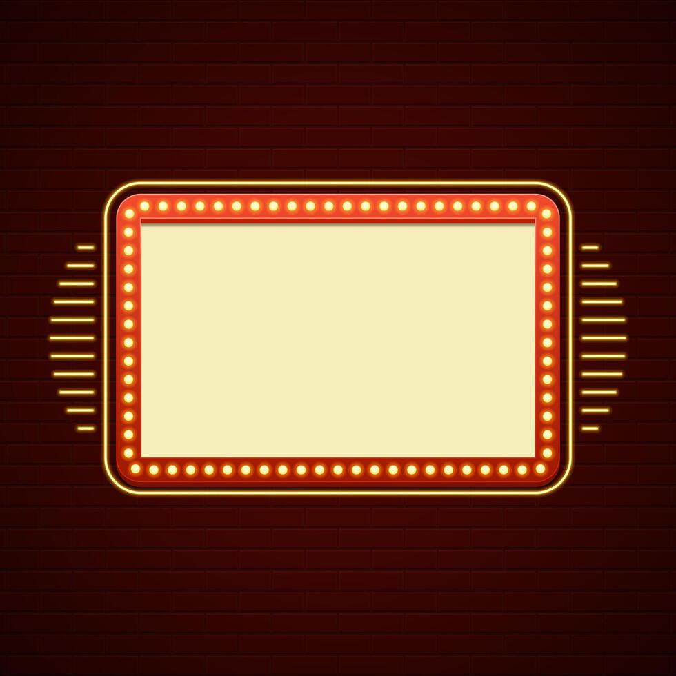 Retro Showtime Sign Design Cinema Signage Light Bulbs Billboard vector