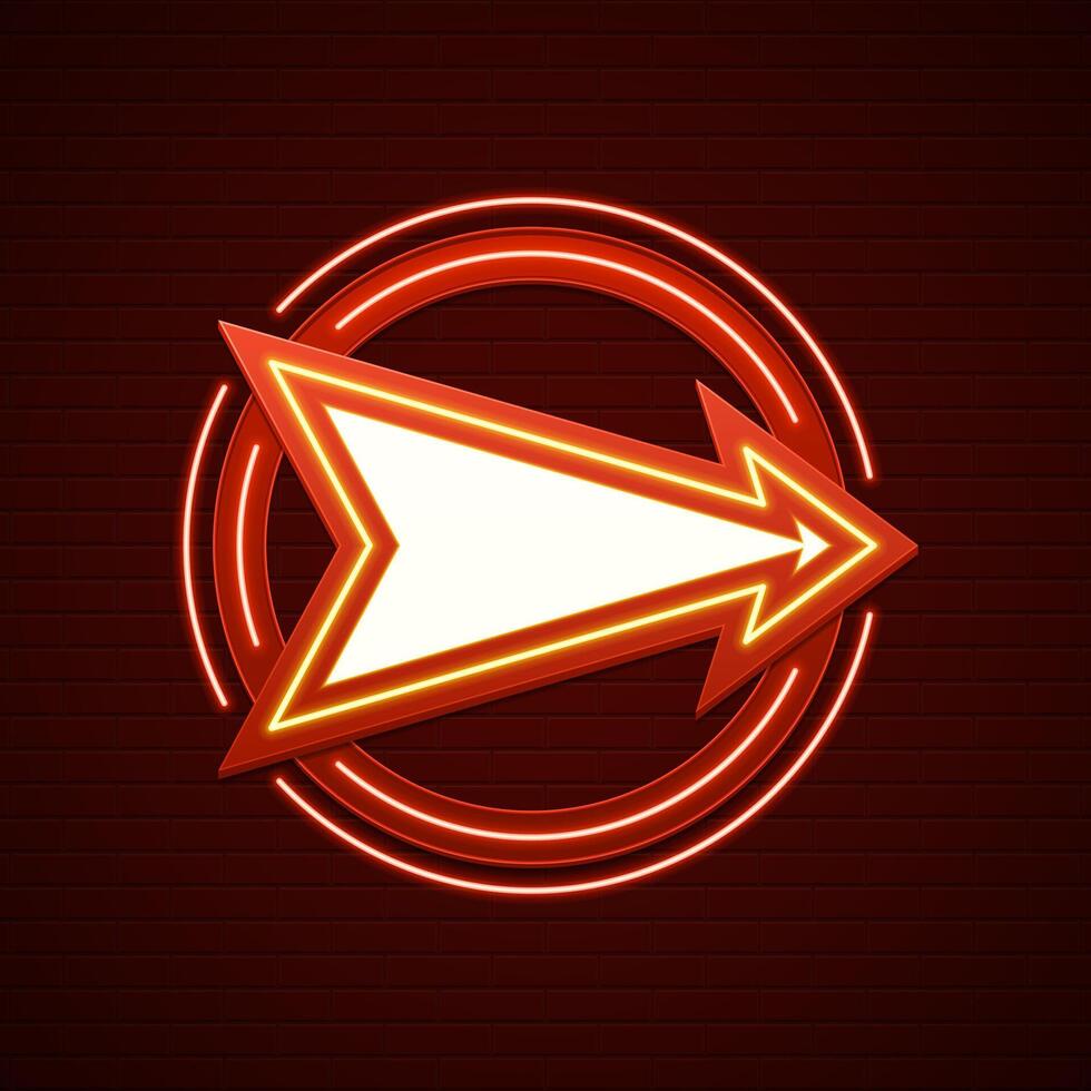 Retro Showtime Sign Design. Arrow Cinema Signage Light Bulbs and Neon vector