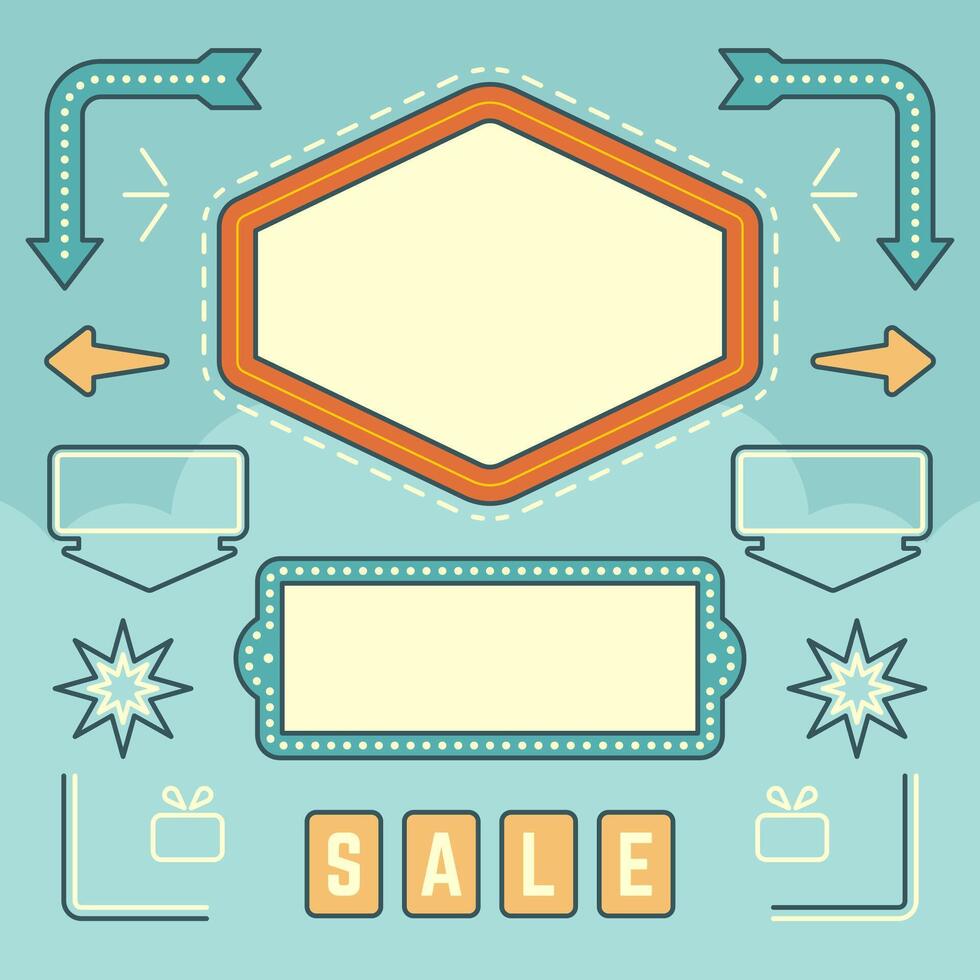 Retro American 1950s Sign Design Elements Set. vector
