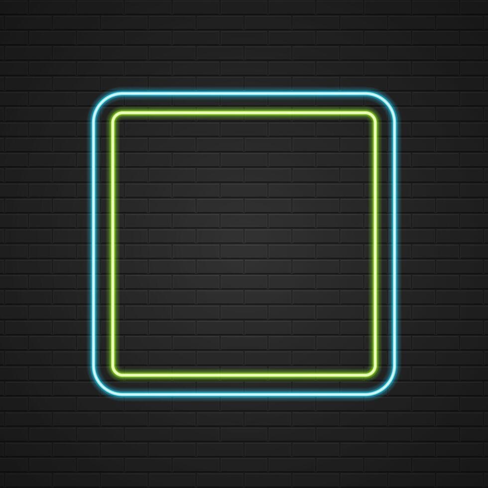 Retro Showtime Sign Design. Neon Signage Light Frame on brick wall background. vector