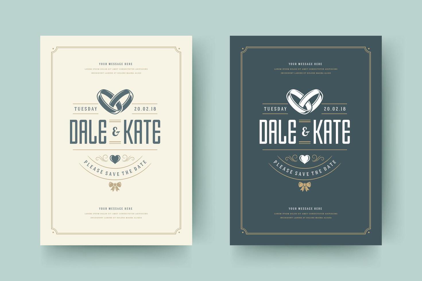 Wedding invitations save the date cards design illustration. vector