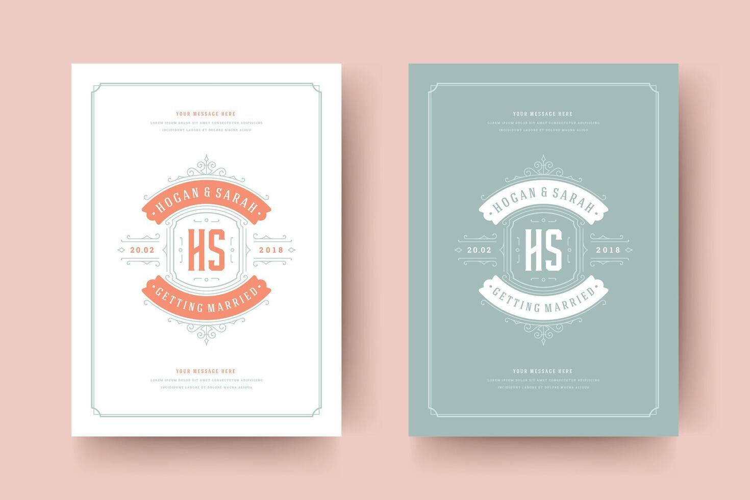 Wedding invitations save the date cards design illustration. vector