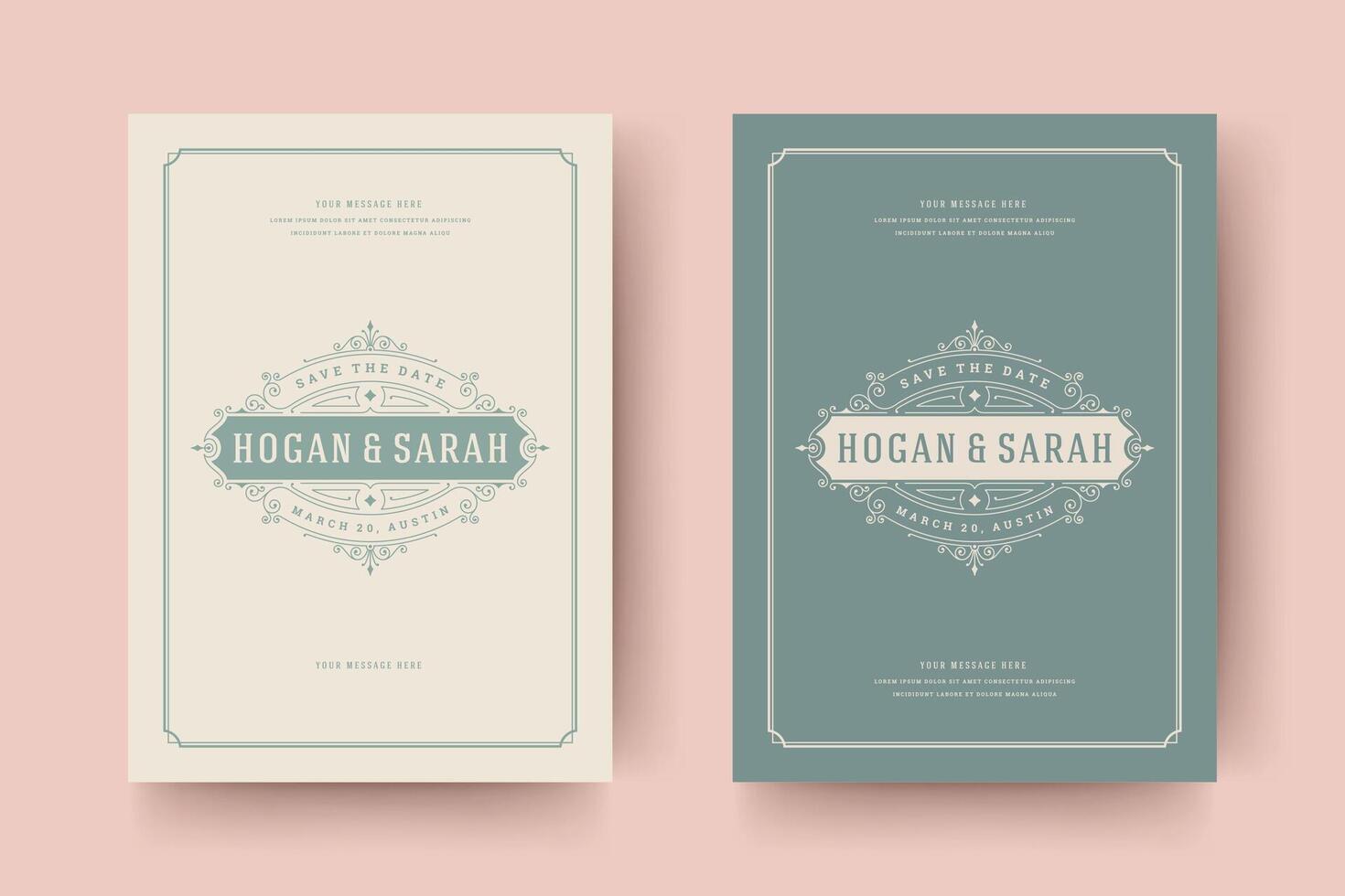 Wedding invitation save the date cards vintage typographic template design. vector