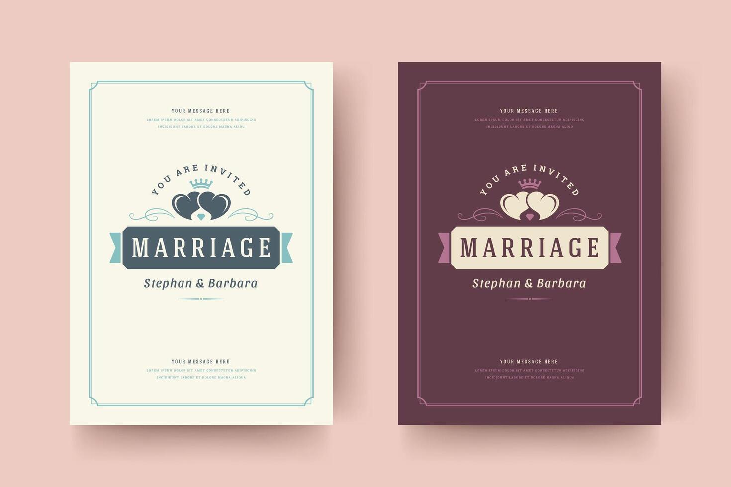 Wedding invitations save the date cards design illustration. vector