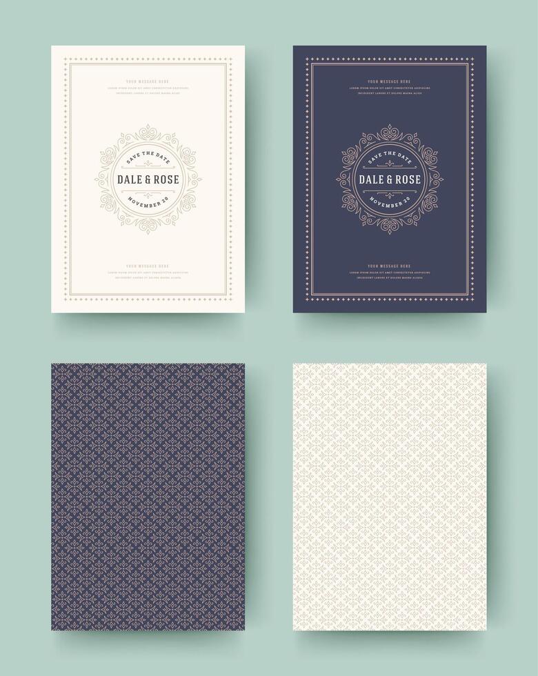 Wedding invitation save the date cards vintage typographic template design. vector