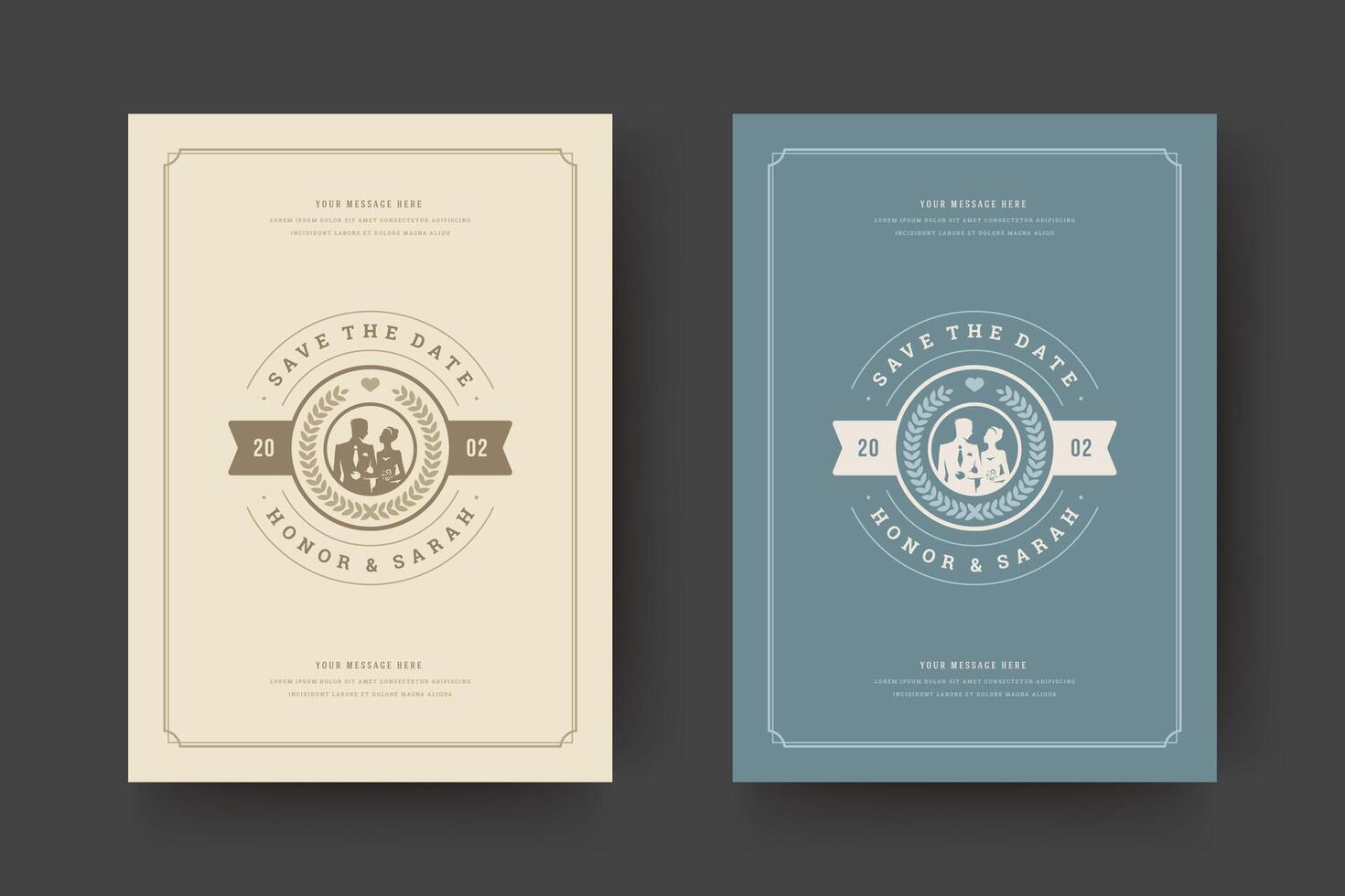 Wedding invitations save the date cards design illustration. vector