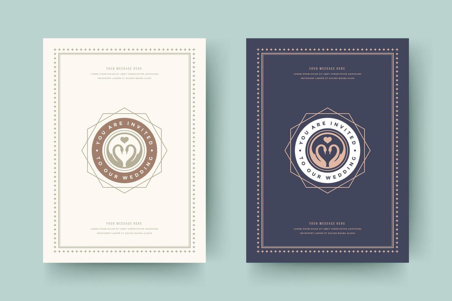 Wedding invitations save the date cards design illustration. vector