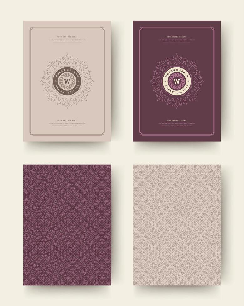 Wedding save the date invitation cards vintage typographic. vector