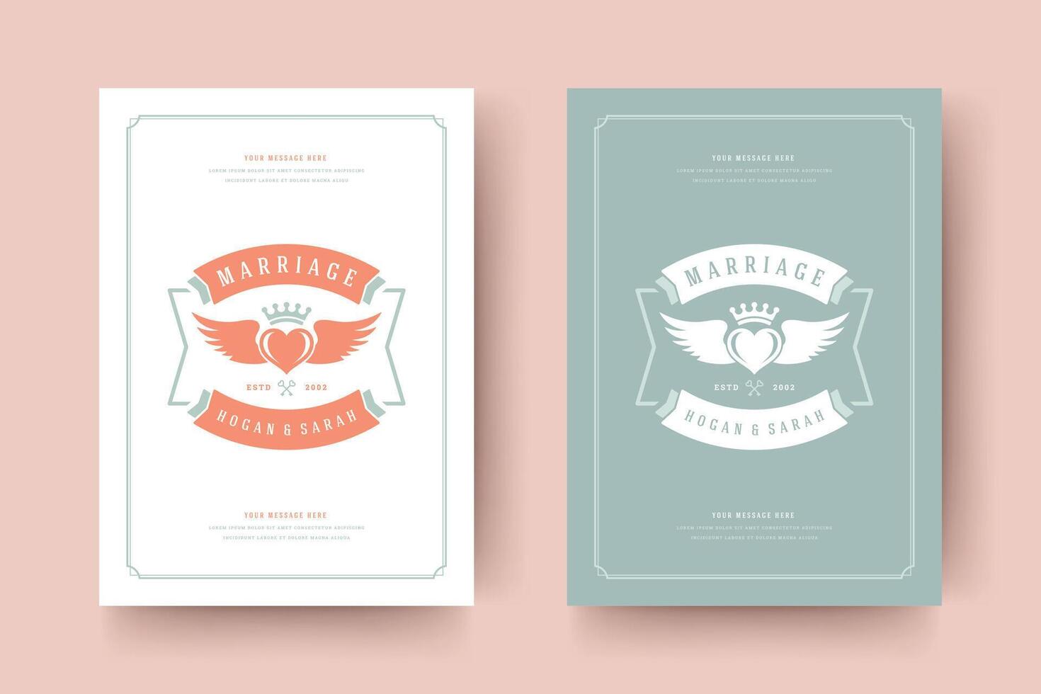 Wedding invitation save the date cards vintage typographic template design. vector
