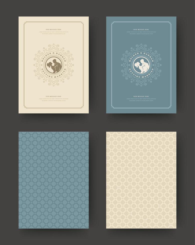 Wedding save the date invitation cards vintage typographic. vector