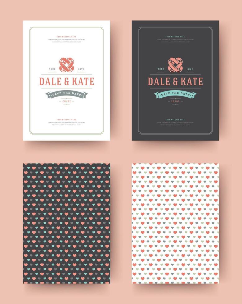 Wedding invitation save the date cards vintage typographic template design. vector