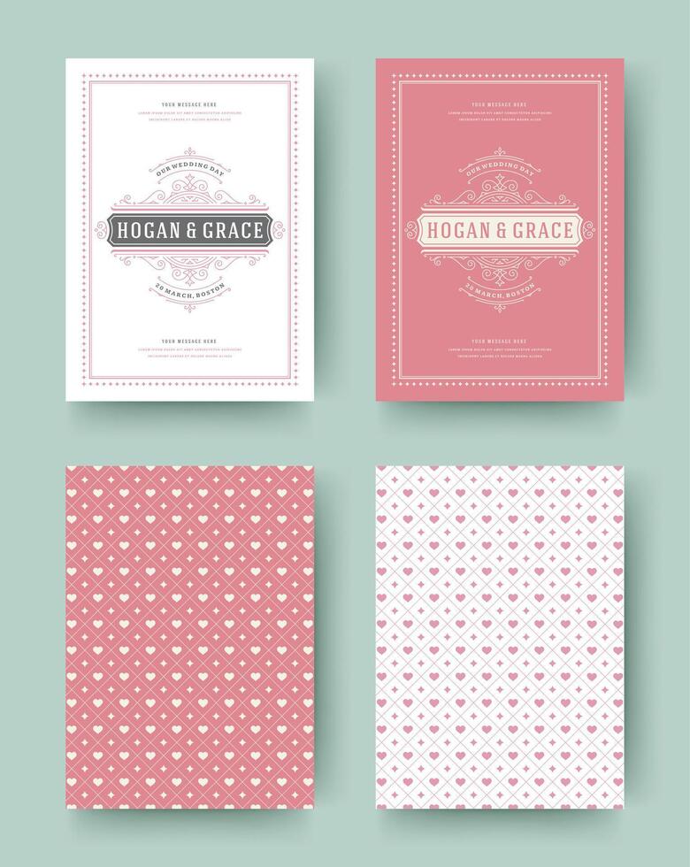 Wedding invitation save the date cards vintage typographic template design. vector