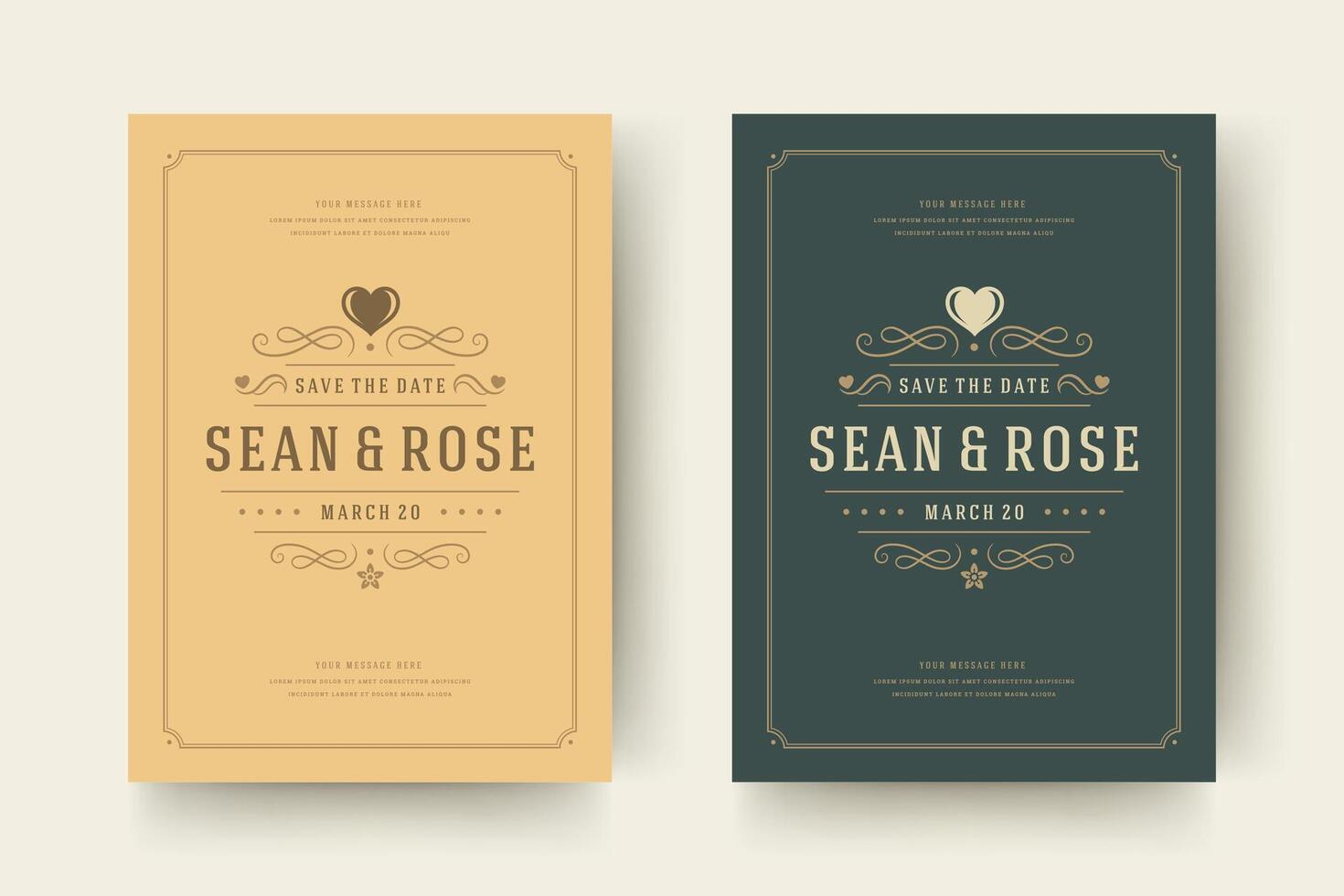 Wedding save the date invitation card illustration. vector