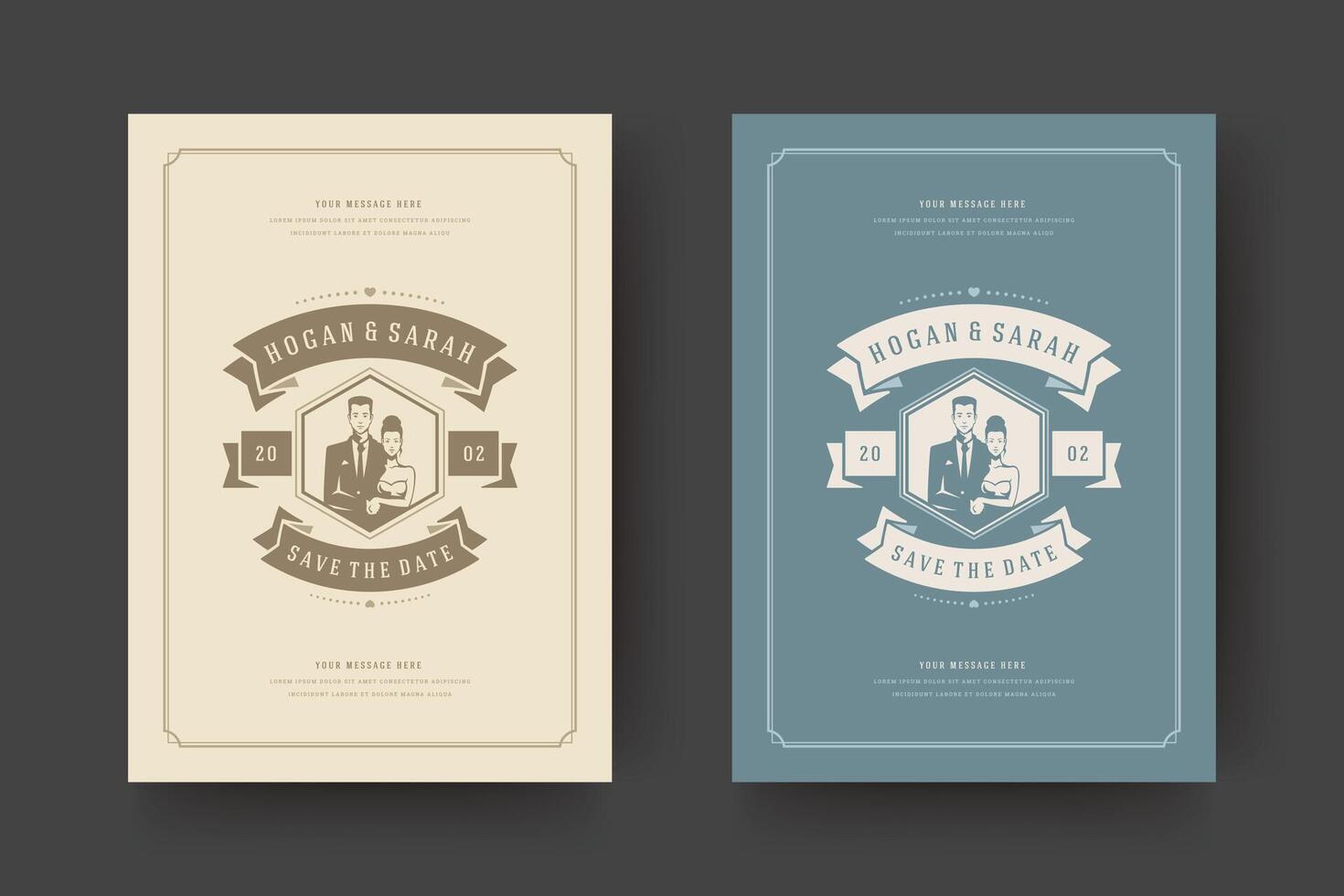 Wedding save the date invitation card illustration. vector