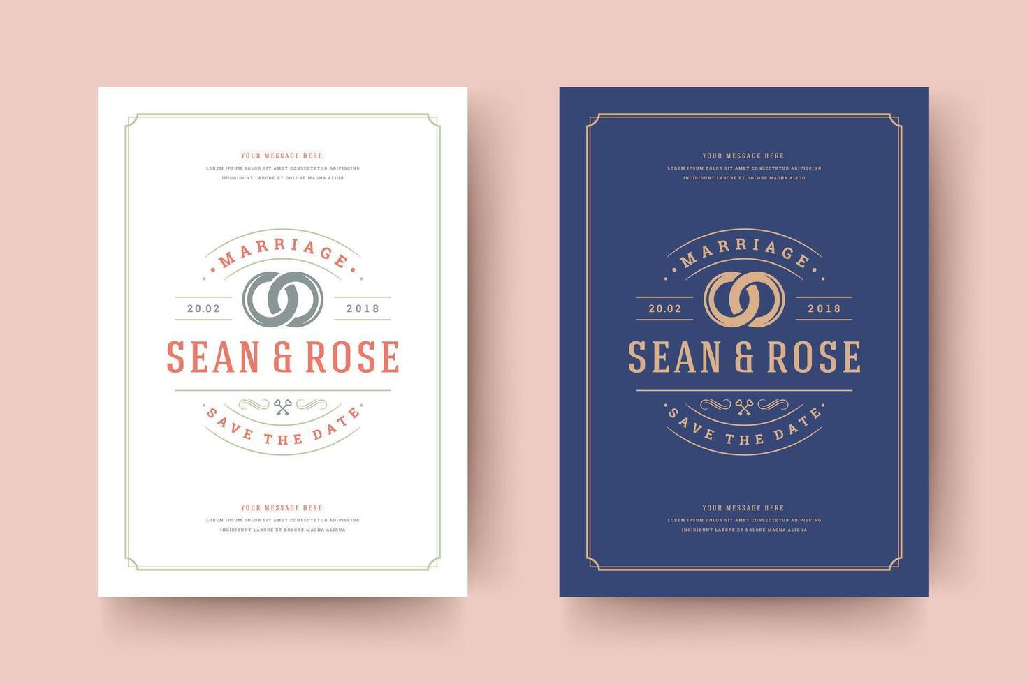 Wedding save the date invitation card illustration. vector