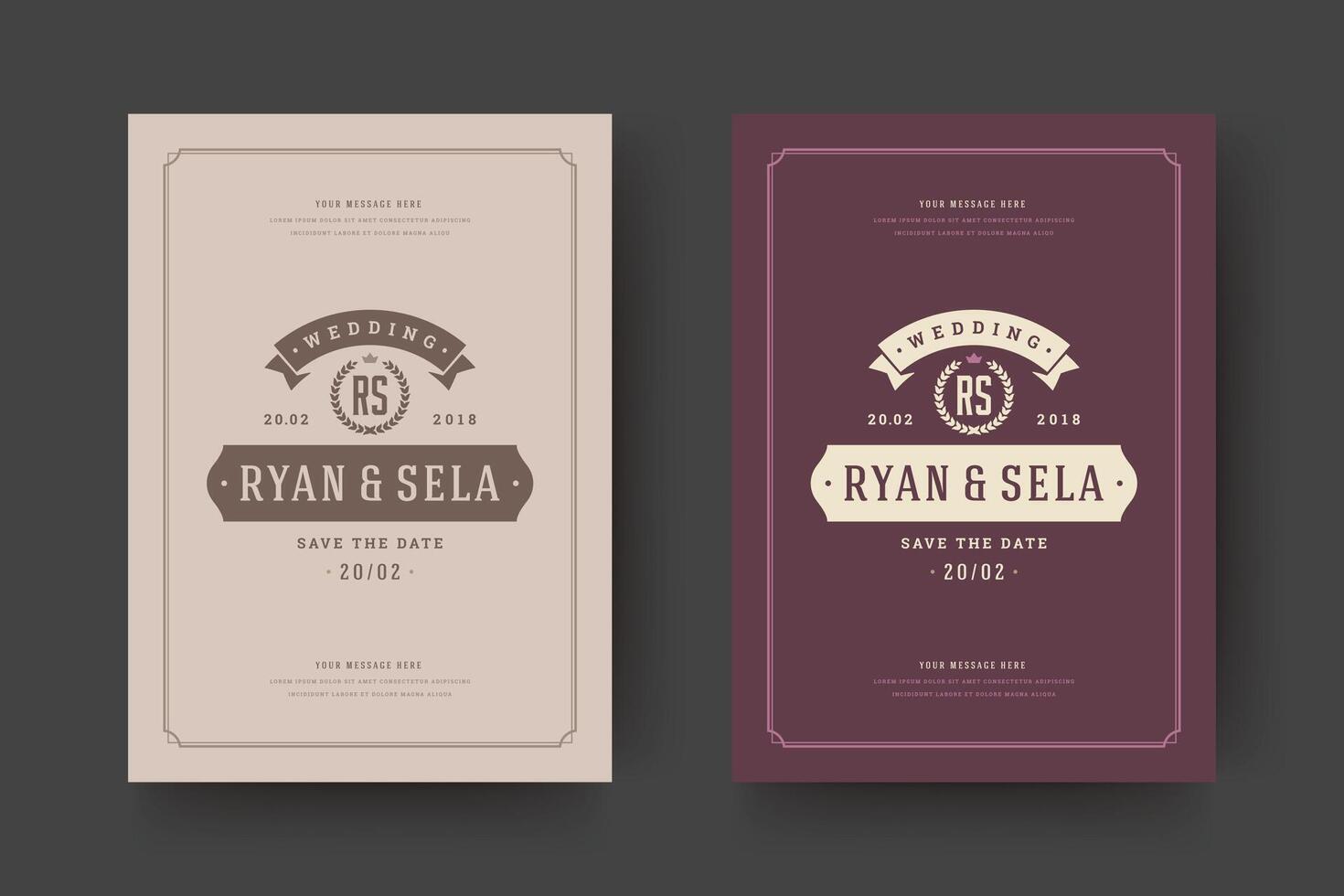 Wedding save the date invitation card illustration. vector