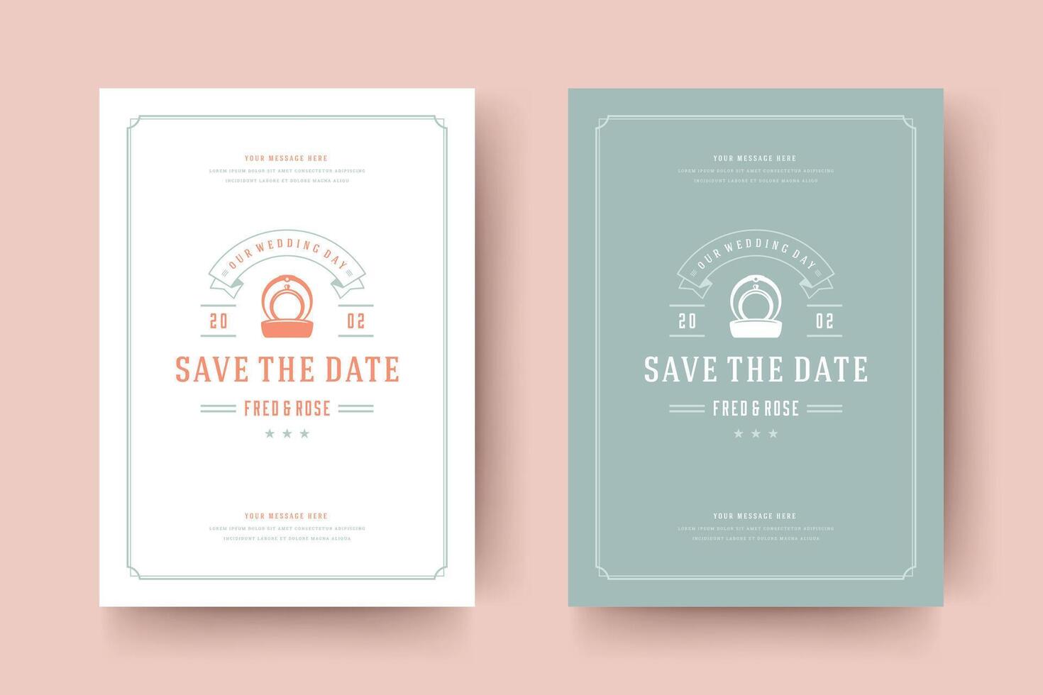 Wedding save the date invitation card illustration. vector