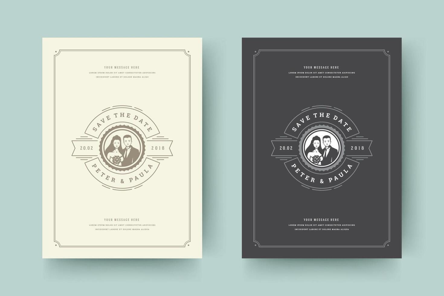 Wedding save the date invitation card illustration vector