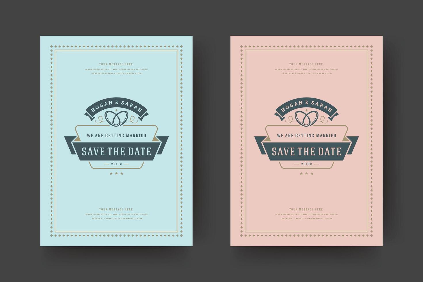 Wedding save the date invitation card illustration. vector