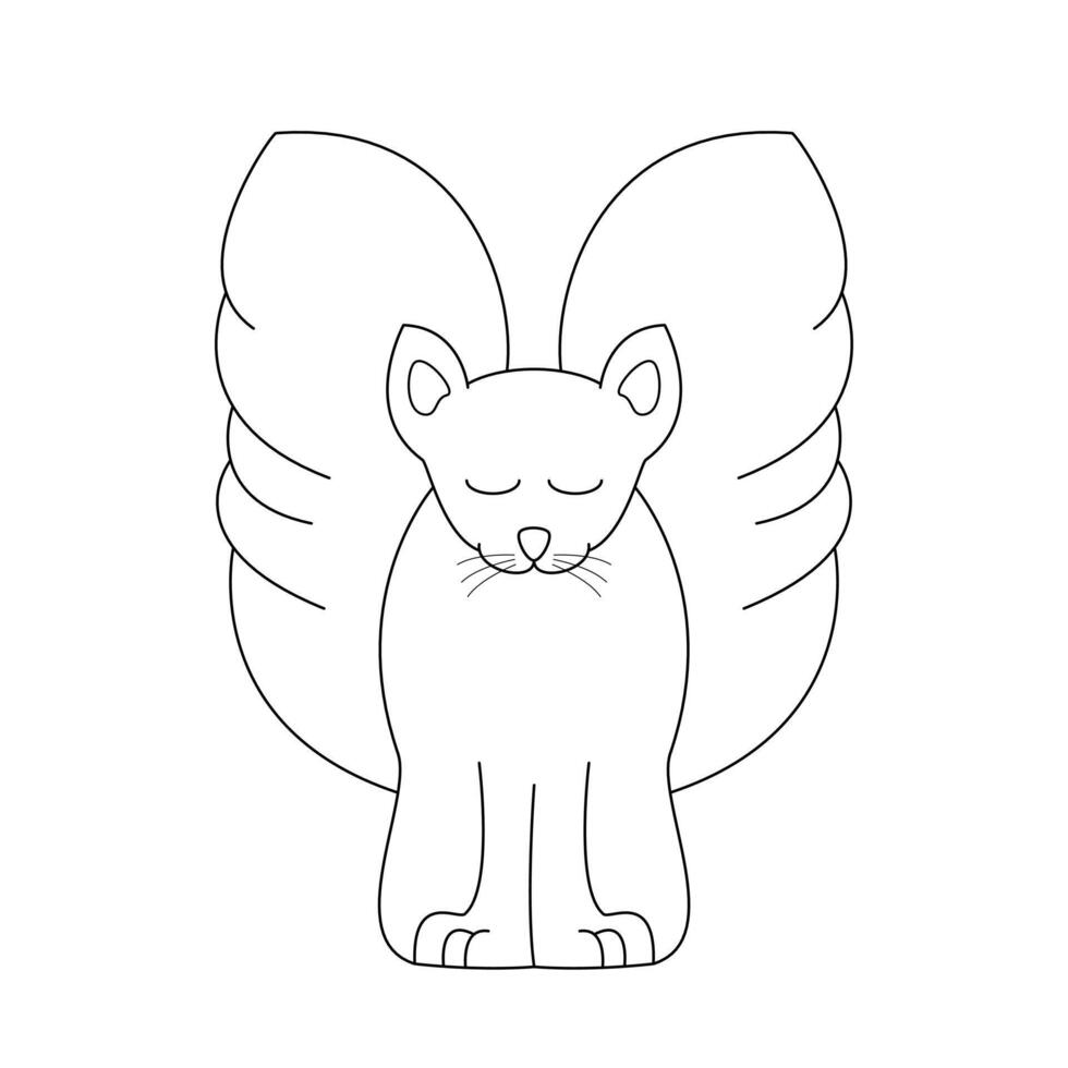 Pretty angel cat with closed eyes. vector