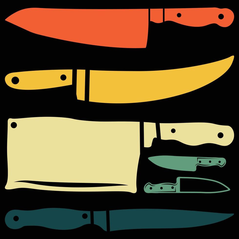 Vintage Chef Knife Culinary Retro Style T-Shirt Design vector
