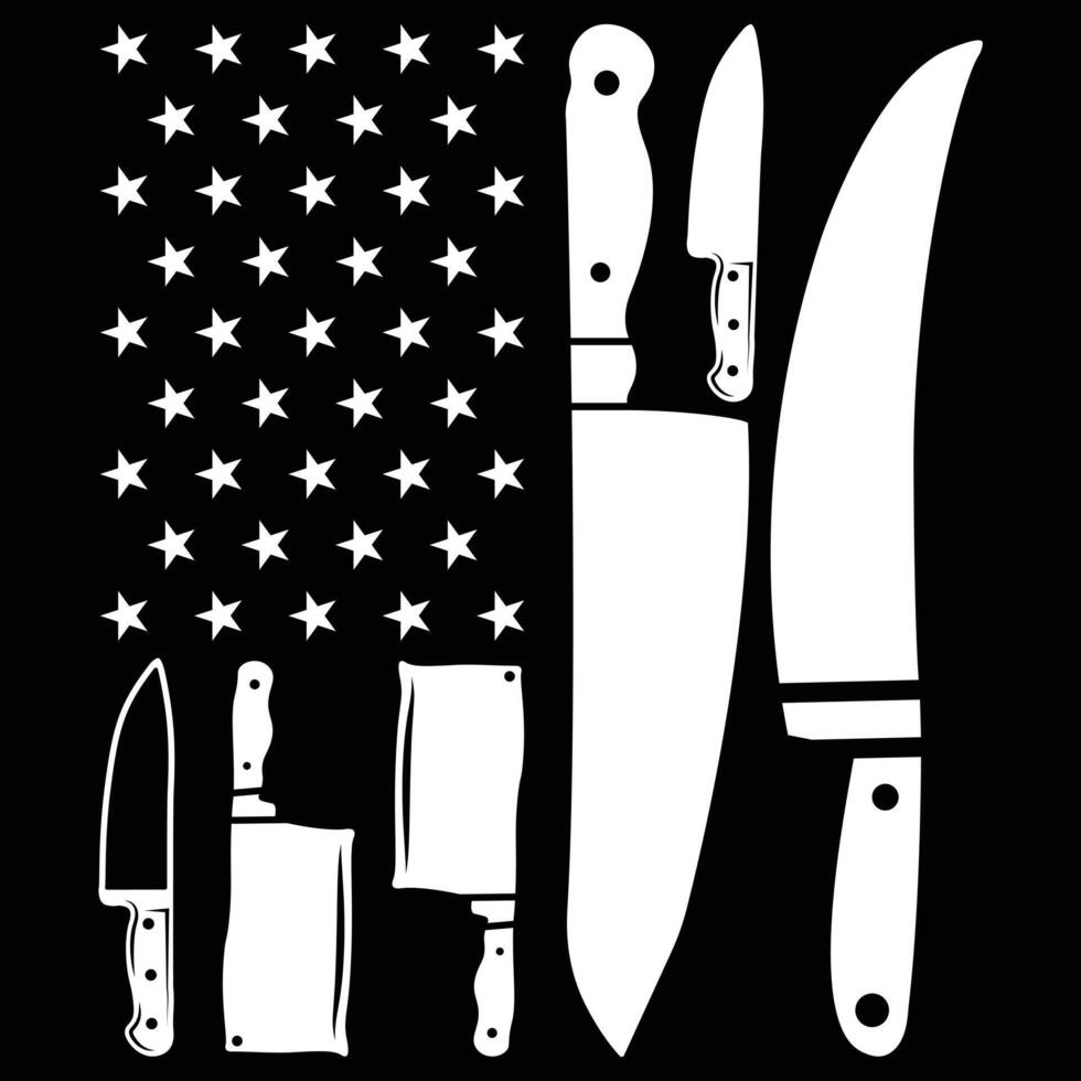 Funny Chef Knife American Flag Design For Men Women Patriot T-Shirt vector