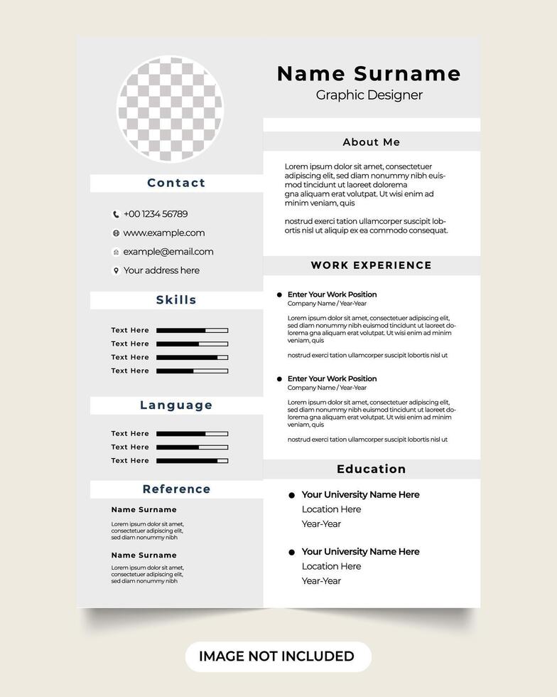 corporate resume template design with photo placeholders. Job application resume template with a cover letter and personal information section. cv and resume layout design with gray and black colors. vector