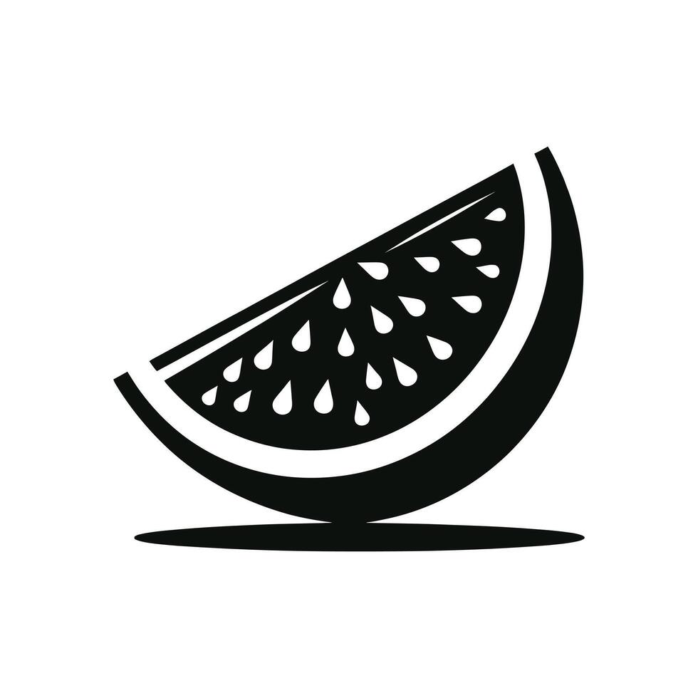 Stylized Watermelon with Leaf Graphic Monochrome Fruit Illustration vector