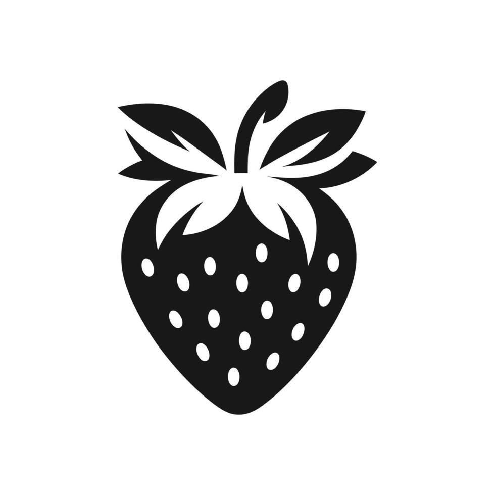 Minimalist Strawberry Silhouette Illustration Fresh Fruit Art vector