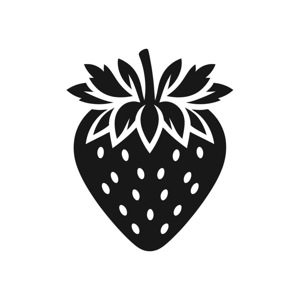 Minimalist Strawberry Silhouette Illustration Fresh Fruit Art vector