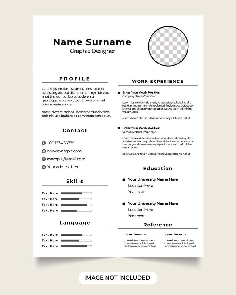 Corporate cv and resume template vecto with photo placeholders. Simple office application and cover letter design. Professional minimal and modern resume or cv template. employee portfolio resume. vector
