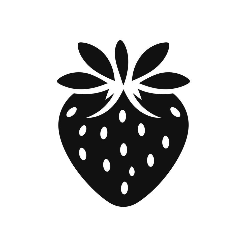 High Contrast Strawberry Silhouette Modern Black and White Design vector