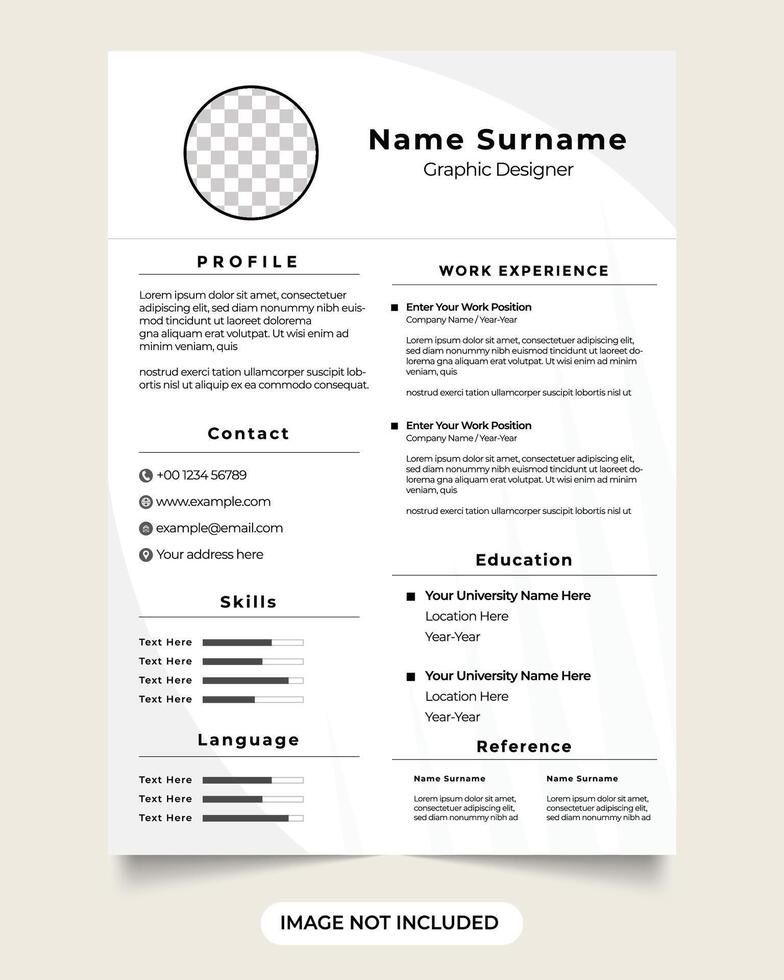 Professional minimal and modern resume or cv template. employment resume template design with a cover letter. modern cv layout with photo placeholders. Clean and modern resume portfolio cv template. vector