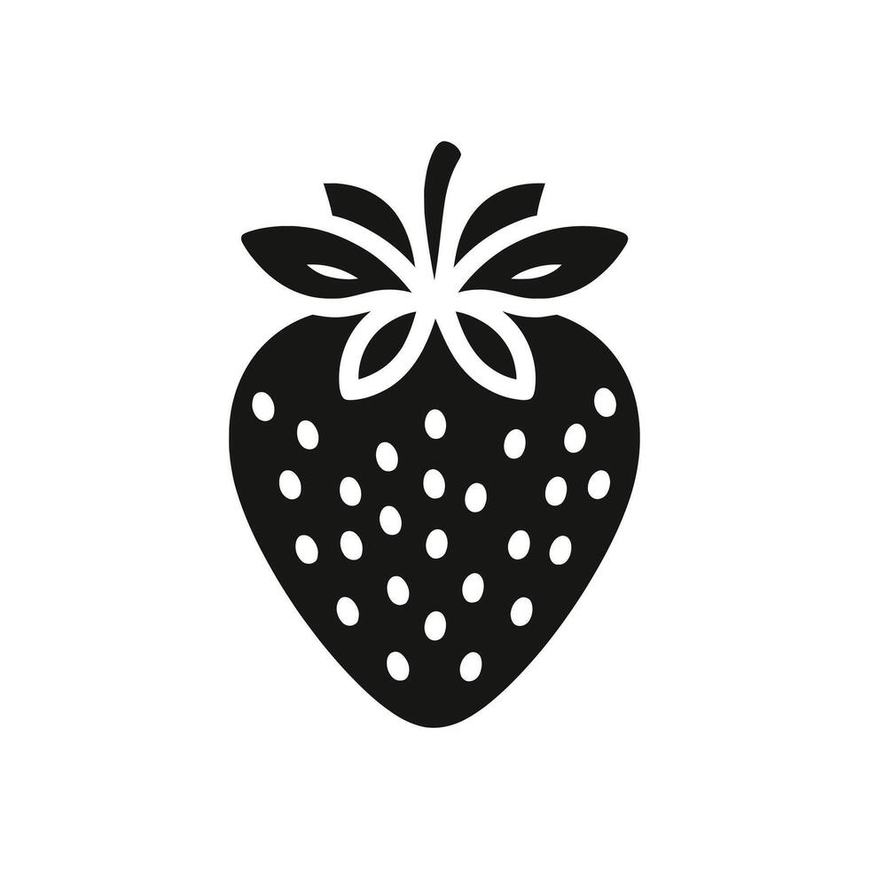 High Contrast Strawberry Silhouette Modern Black and White Design vector