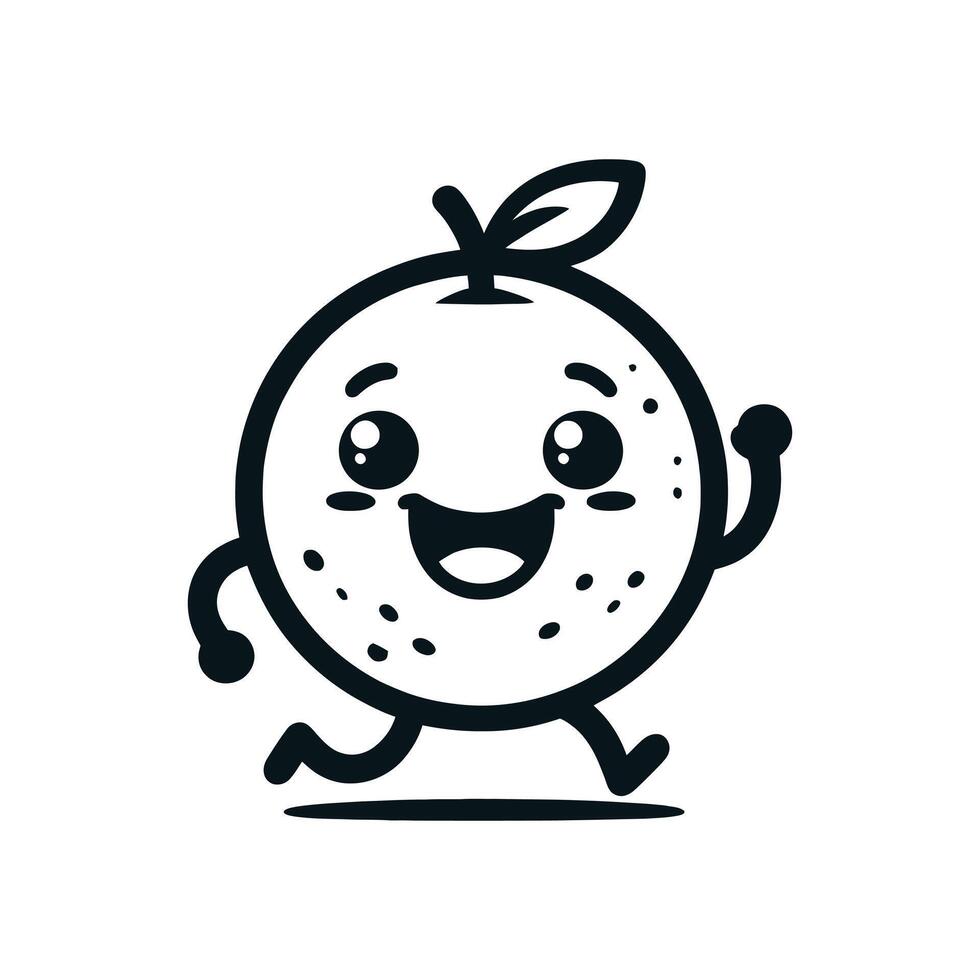 Cheerful Orange Character - Sparkling Citrus Cartoon Illustration vector