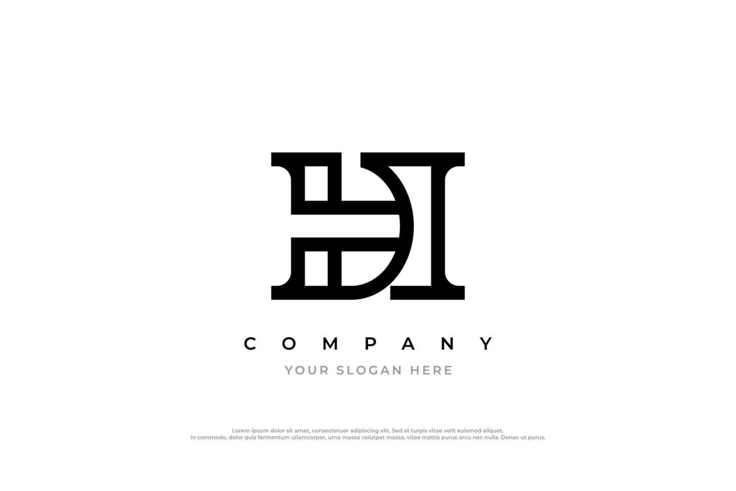 Initial Letter HD or DH Logo Design vector