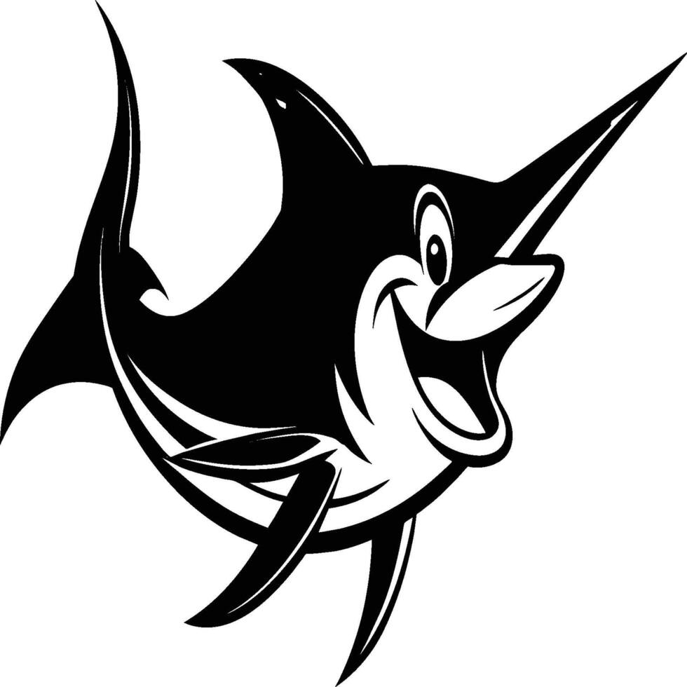 Marlin Swordfish illustration in black clipart style blue marlin vector
