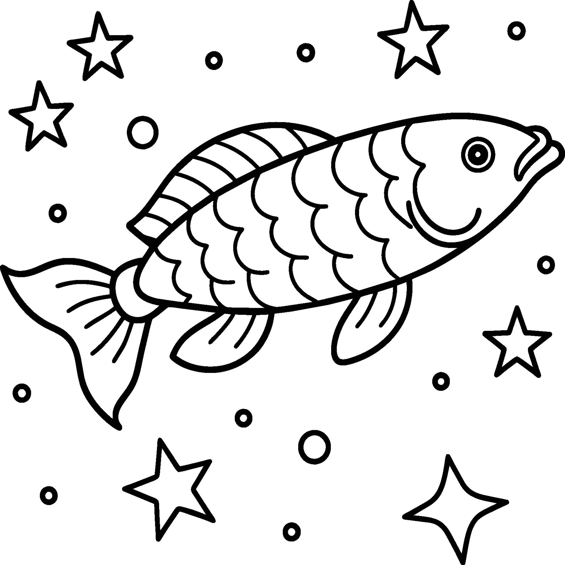 Fish coloring pages for coloring book Arowana Fish Line Art Black
