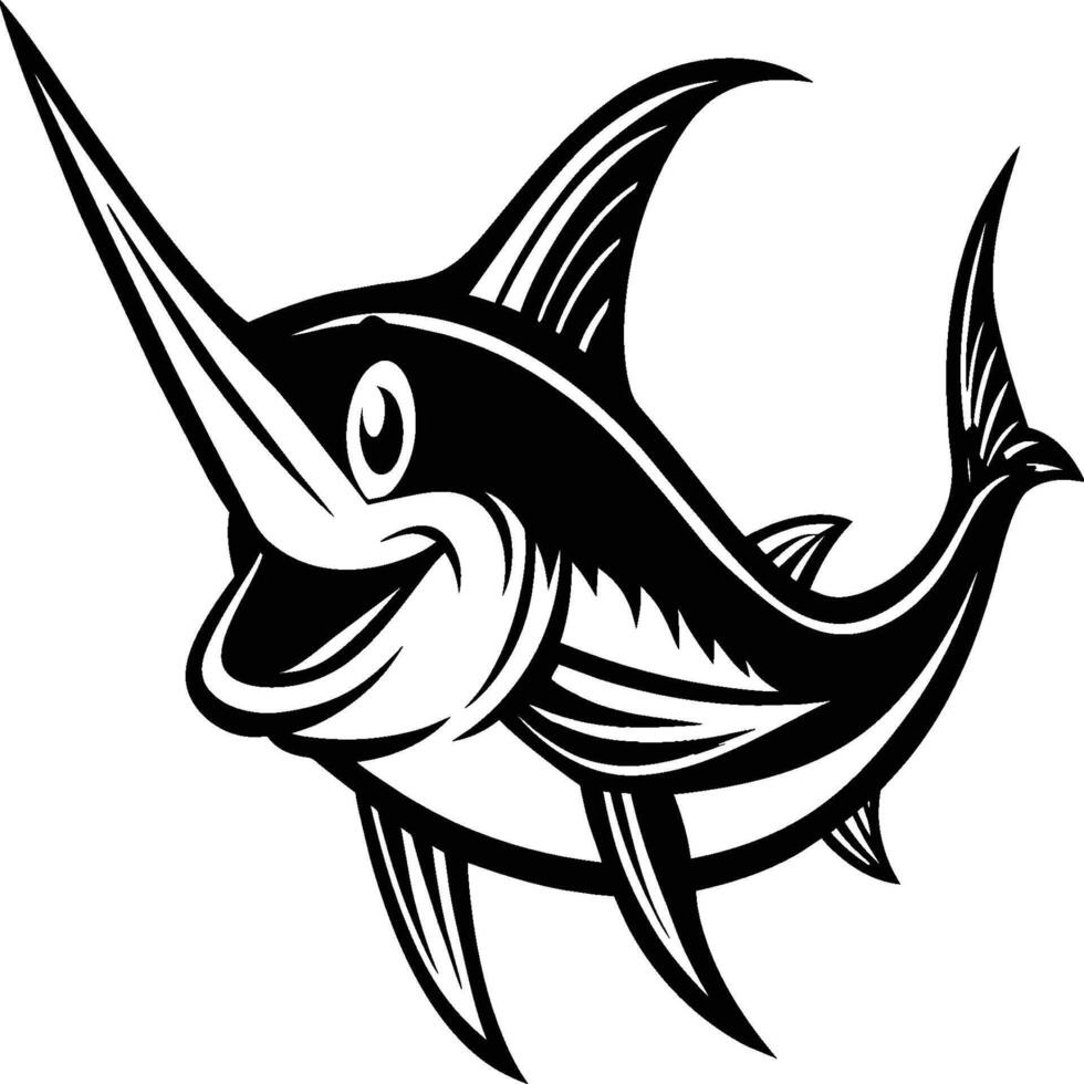 Marlin Swordfish illustration in black clipart style blue marlin vector