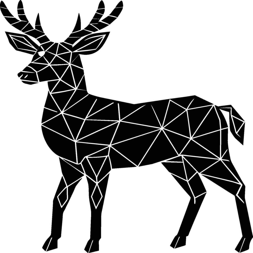 Deer silhouette illustration. Animal Linocut vector