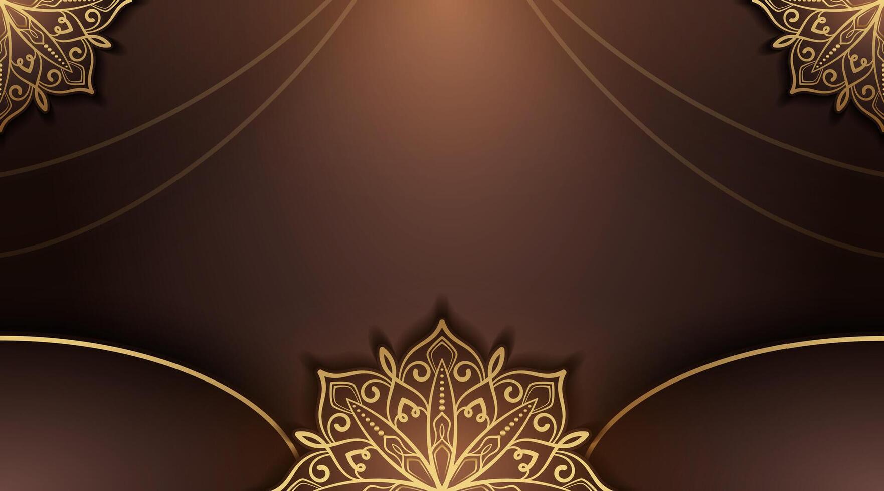 brown background with gold mandala ornaments vector