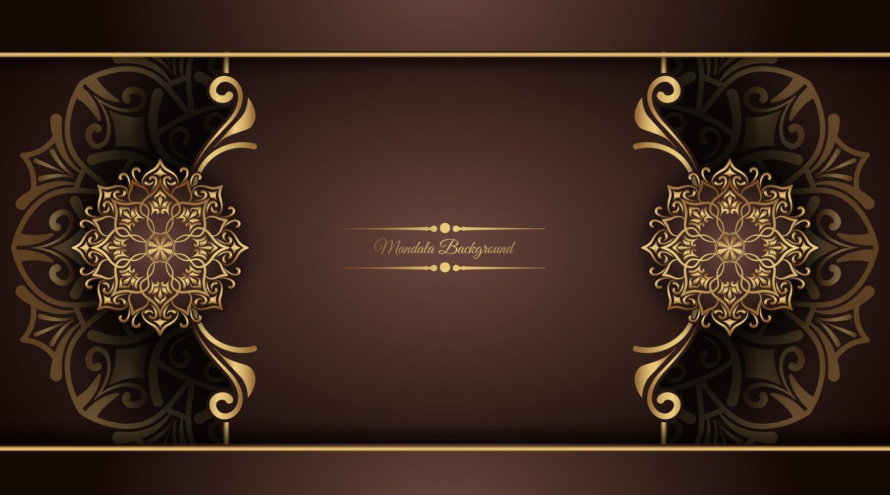 brown background with gold mandala ornaments vector