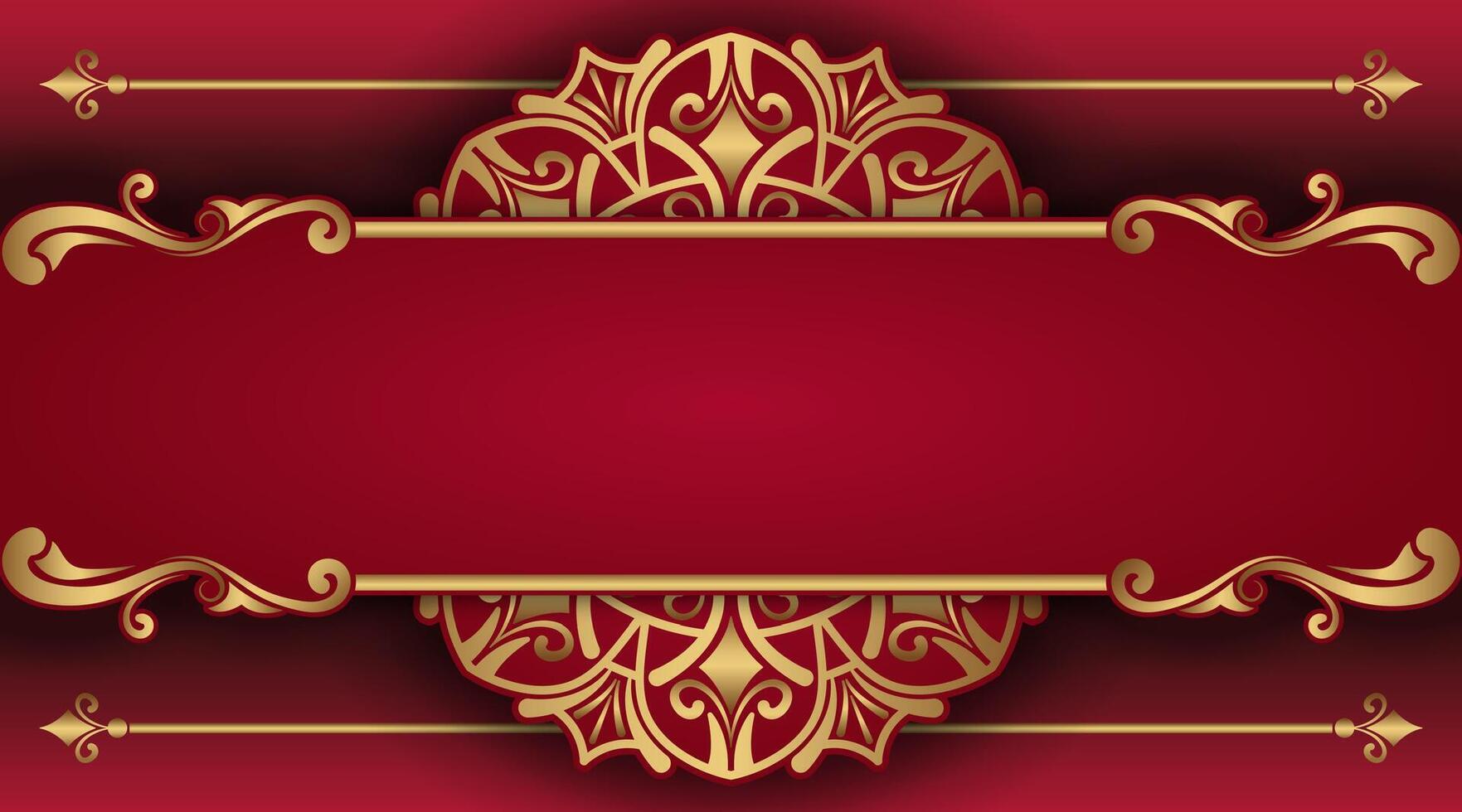 red luxury background, with gold mandala ornament vector
