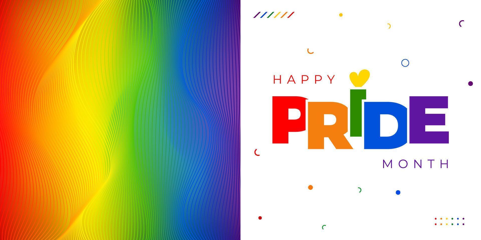 pride month landscape banner with pride rainbow colored background lgbt pride day banner, poster, flyer, invitation card design template vector