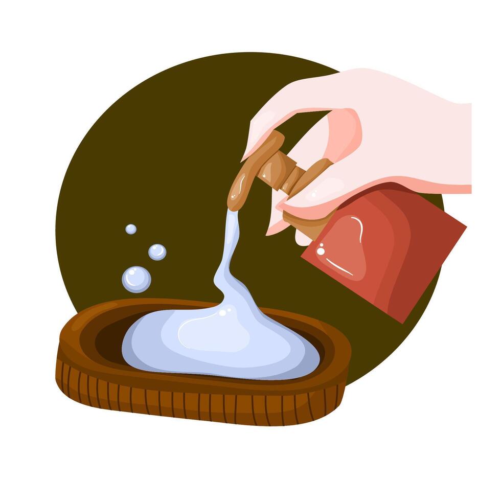 Hand pumping the soap bottle vector